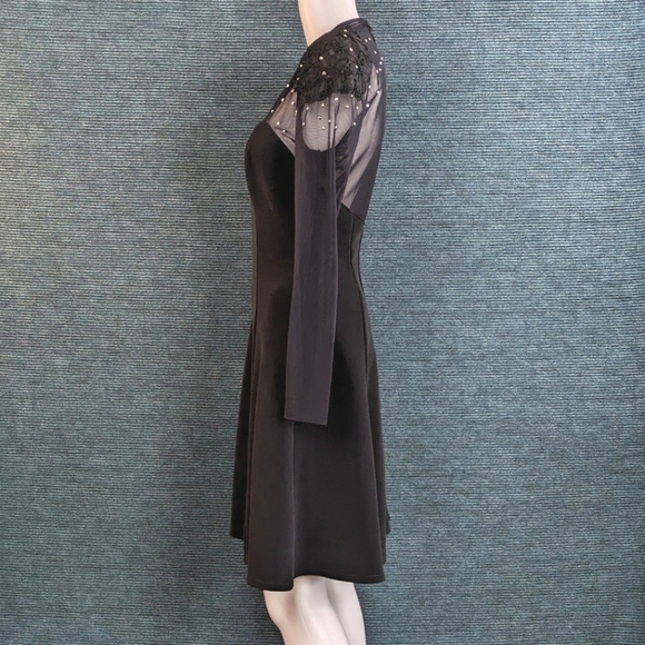 Tadashi Vintage Studded Illusion Dress, Fit & Flare Silhouette - Picture 5 of 13